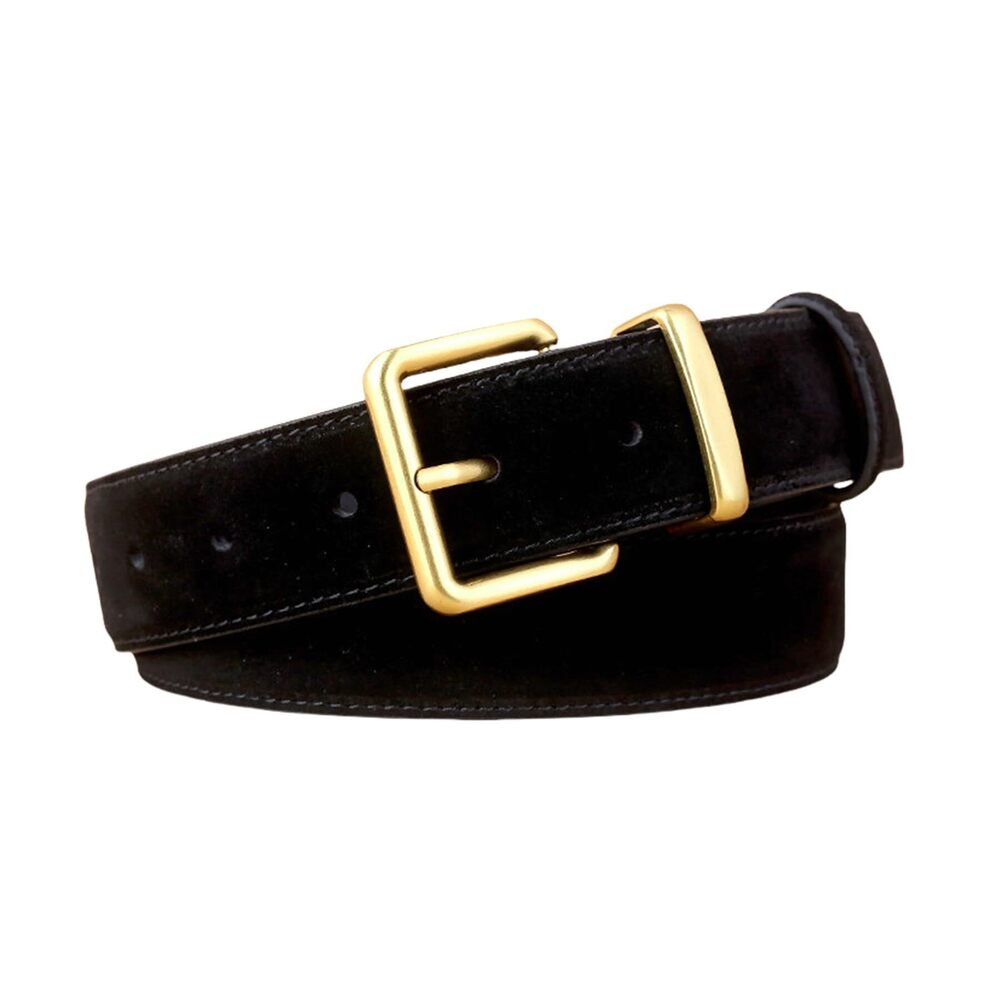 2979 Vintage Suede Leather Waist Belt Casual Wide Square Buckle Waistband